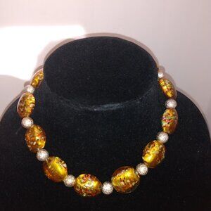 PD marked art glass beaded necklace.